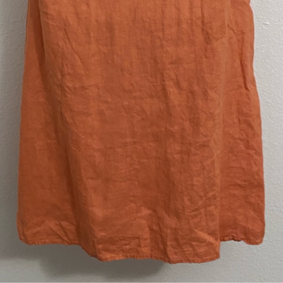 French Connection 100% Linen Button Down Sleeveless Midi V-neck Dress Ruffled 10 - Picture 8 of 12